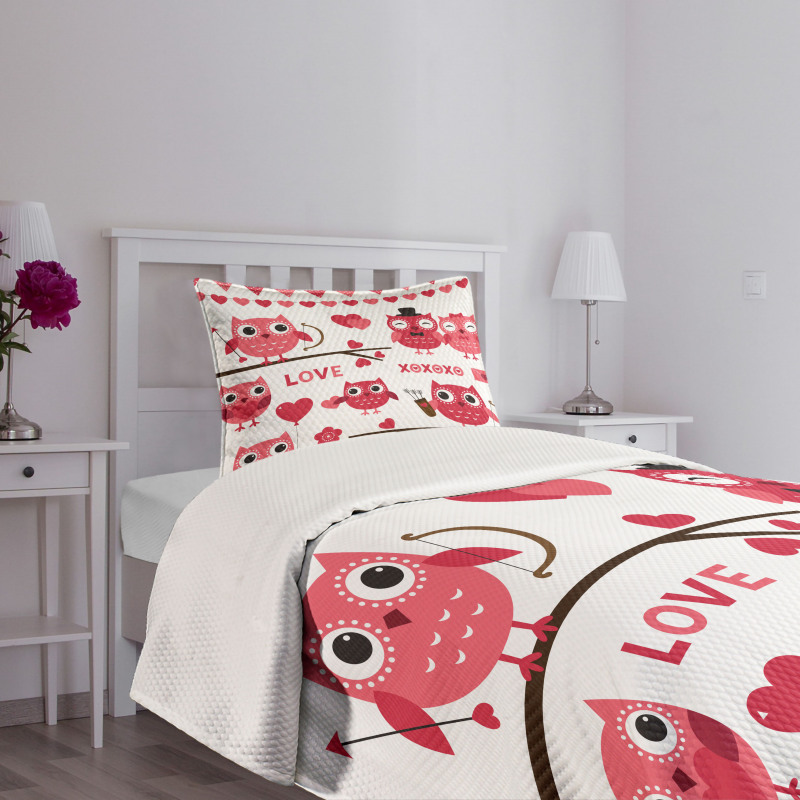Romantic Owls Arrows Bedspread Set