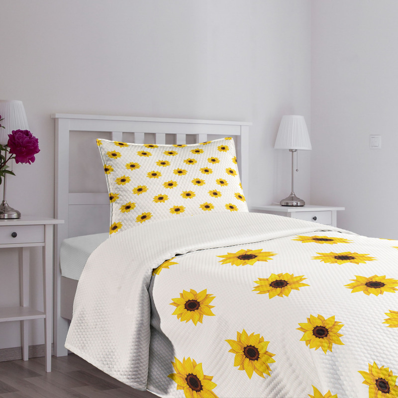 Sunflower Pattern Nature Bedspread Set