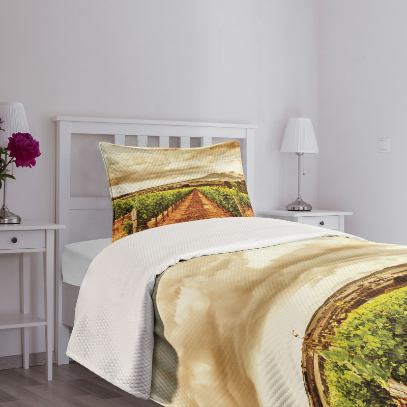 Cloudy Vineyard in Fall Bedspread Set