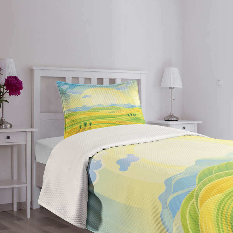 Sunny Rural Scenery Bedspread Set