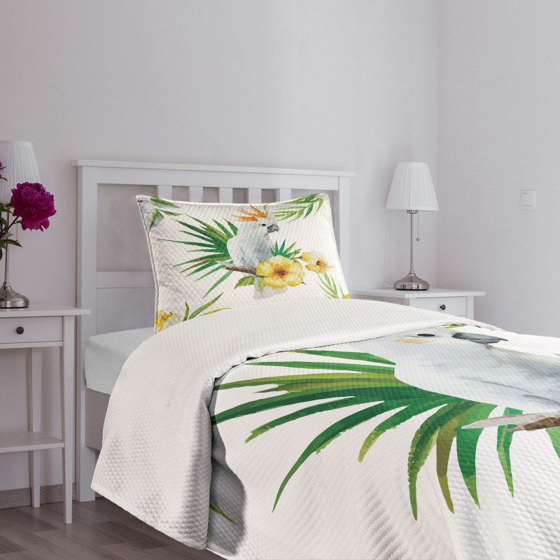 Hibiscus with Wild Birds Bedspread Set