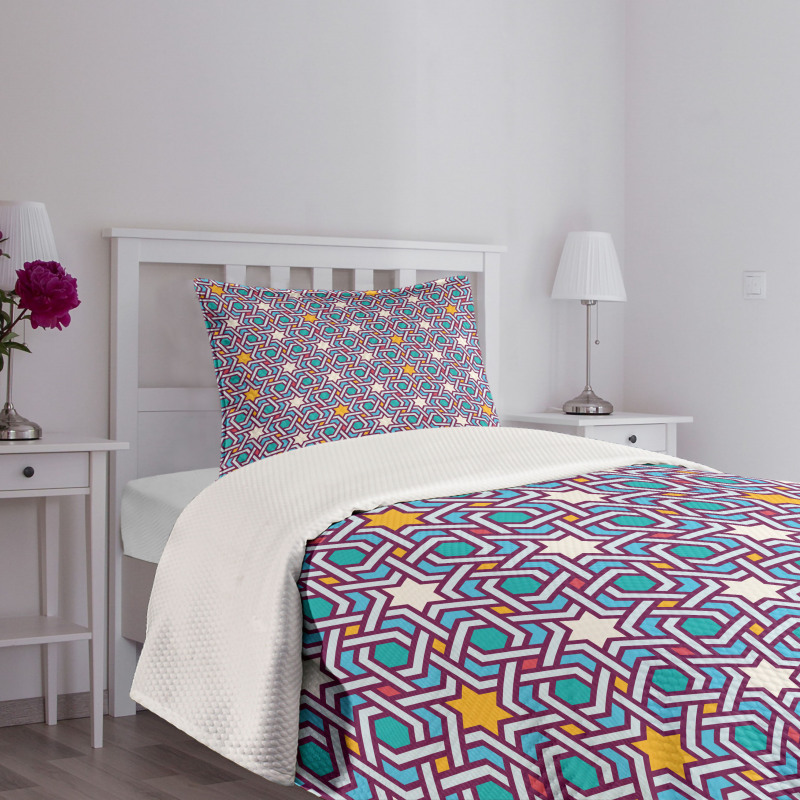 Geometric Stars Lines Bedspread Set