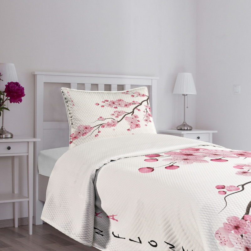 Japanese Cherry Branch Bedspread Set