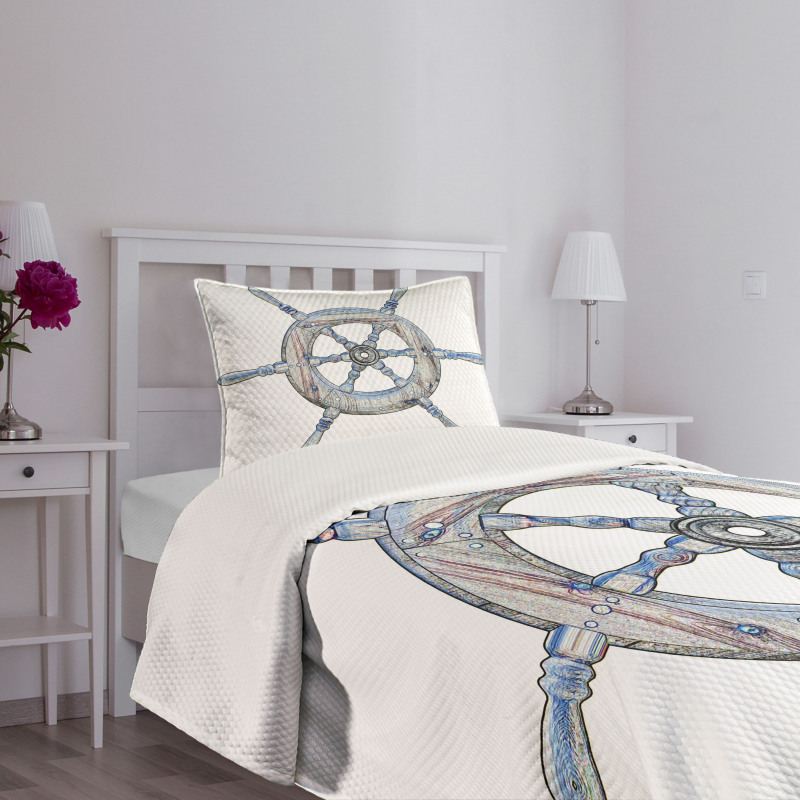 Wooden Ship Wheel Bedspread Set