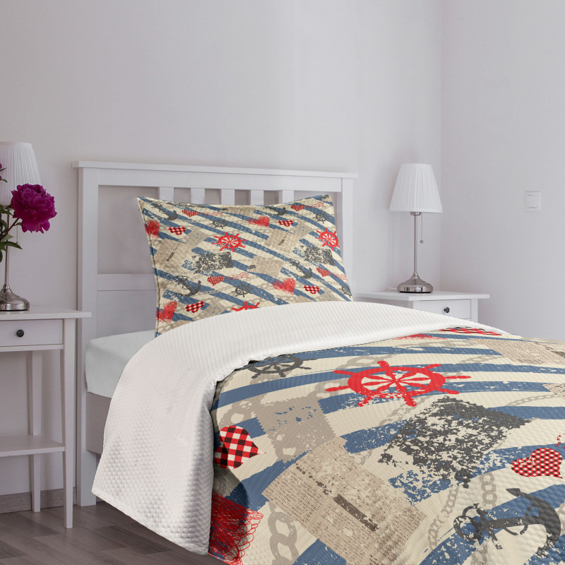 Grunge Wheel Heart Bedspread Set