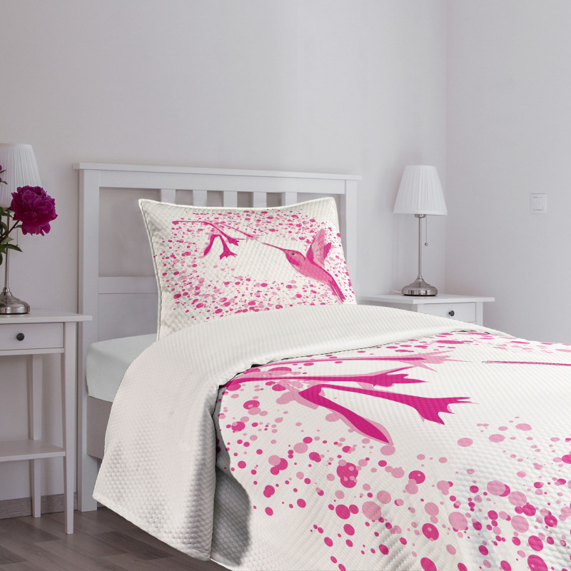 Hummingbird Flower Dots Bedspread Set