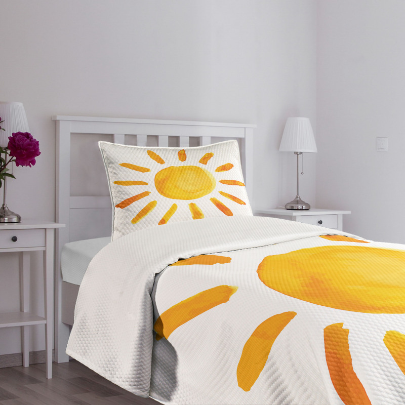 Watercolor Sun Childish Bedspread Set