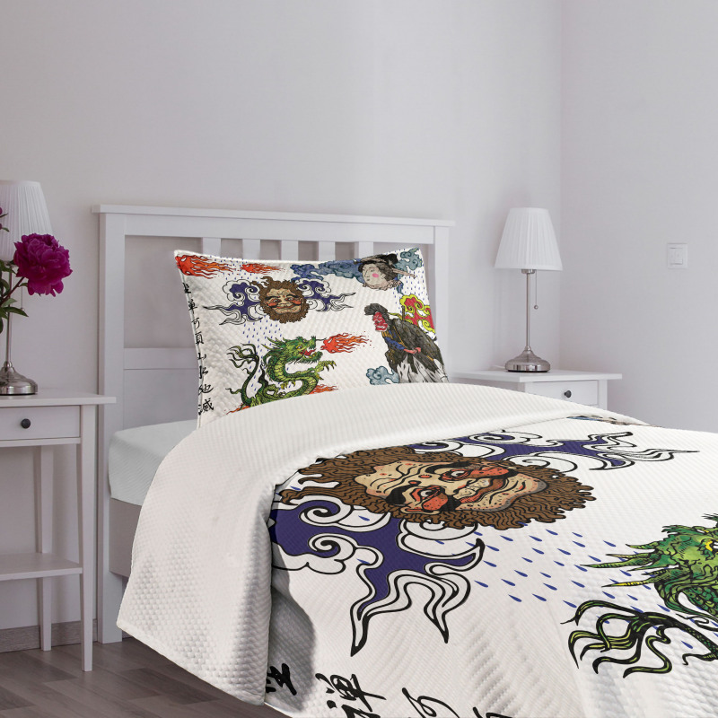 Manga Style Dragon Bedspread Set