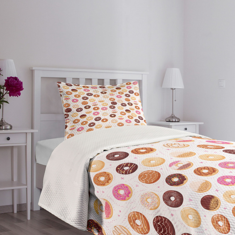 Colorful Yummy Donuts Bedspread Set