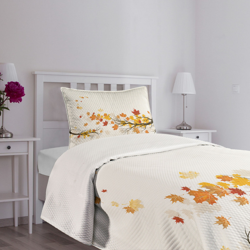 Seasonal Tree Branches Autumn Bedspread Set