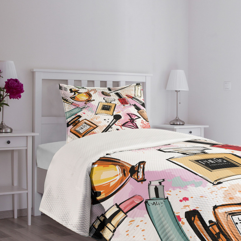 Cosmetics Make up Theme Bedspread Set