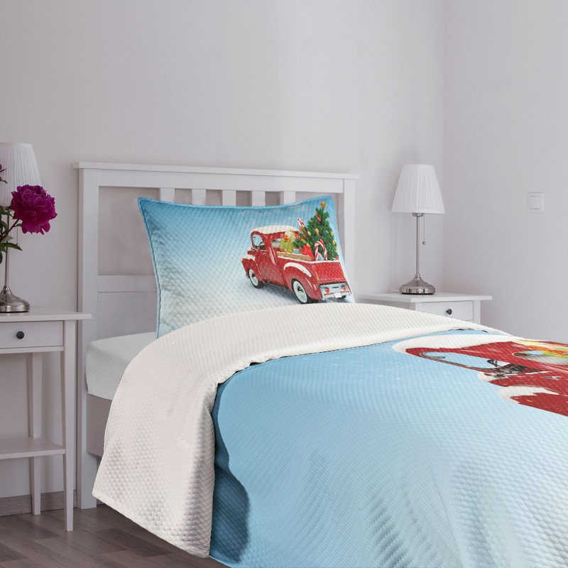 Red Truck Xmas Tree Bedspread Set