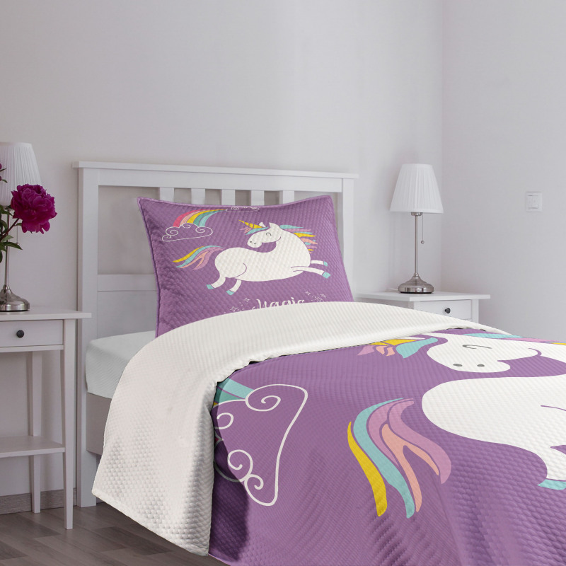 Purple Kids Rainbow Bedspread Set