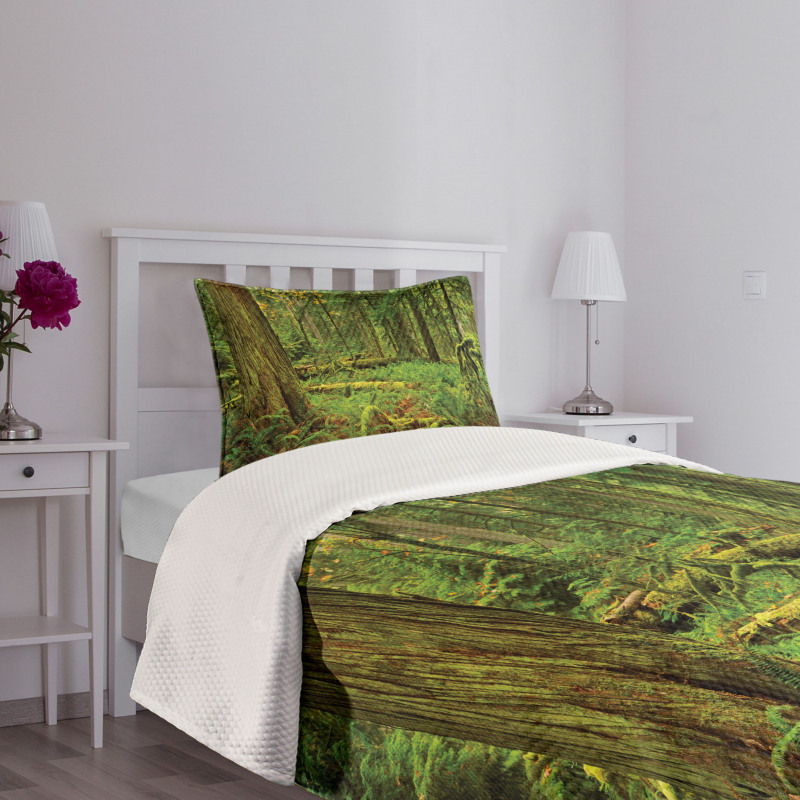 Woodland Bushes Moss Bedspread Set