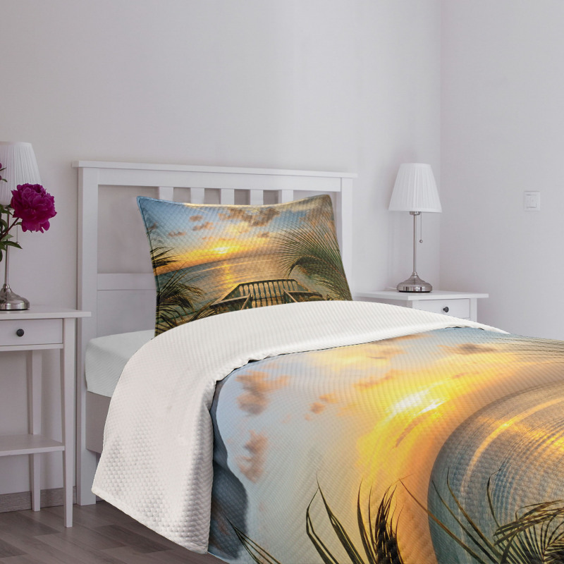 Palms Sunset Scenery Bedspread Set