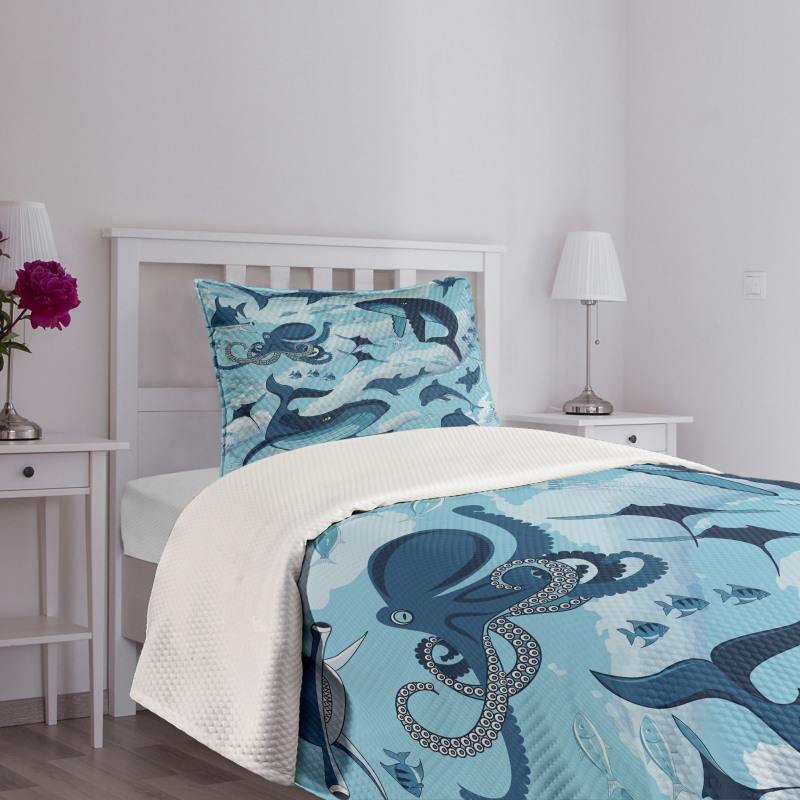 Dolphins Octopus Starfish Bedspread Set