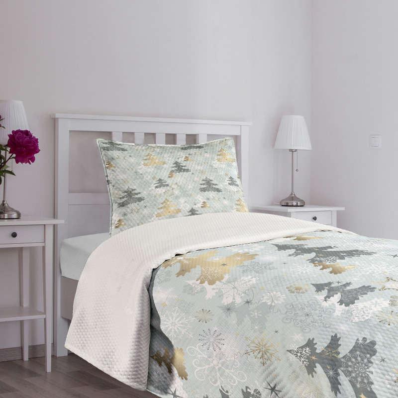 Retro Soft Pine Tree Bedspread Set