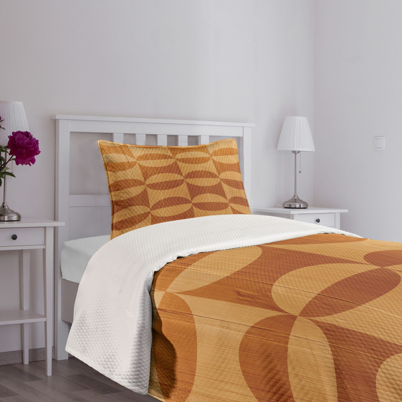 Abstract Oak Planks Bedspread Set