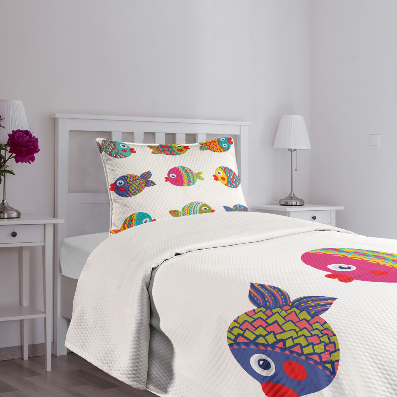 Cartoon Fish Bedspread Set