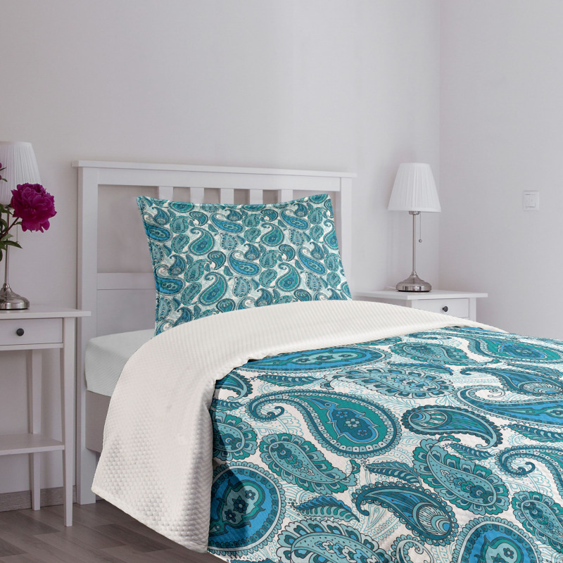 Ocean Stripe and Flower Bedspread Set