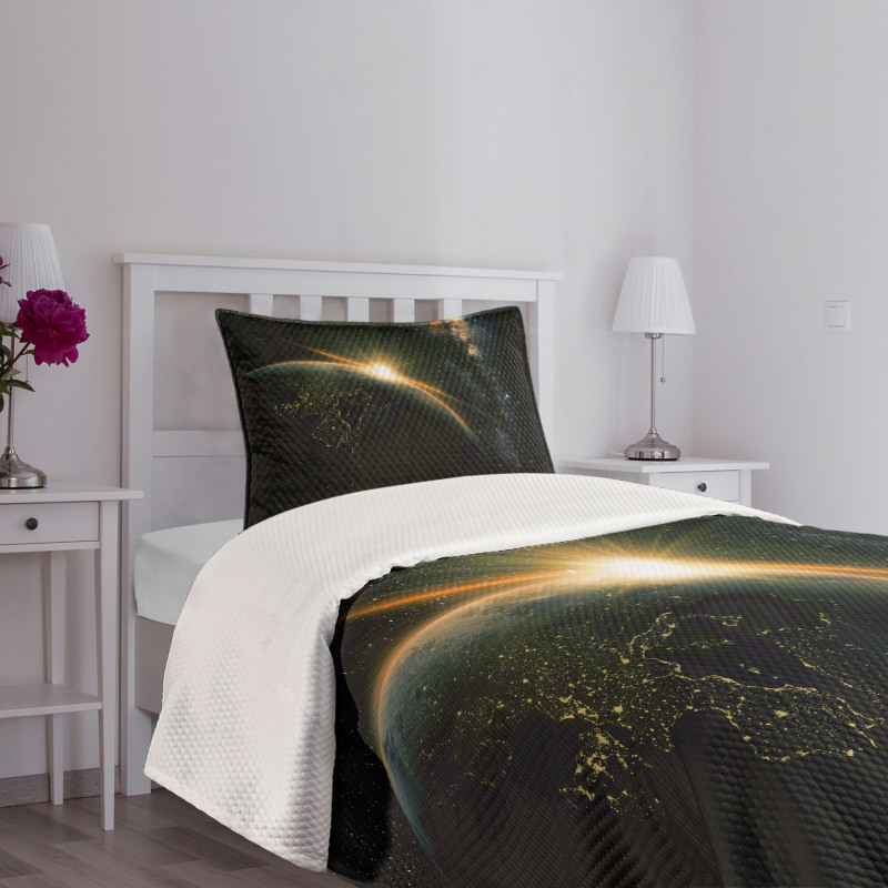 Sun Rising Above Earth Bedspread Set