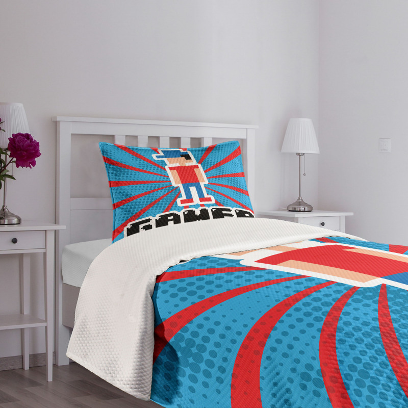 Red Blue Stripes Bedspread Set