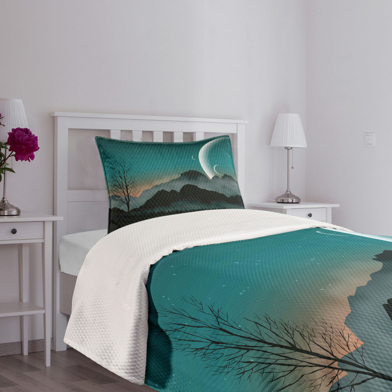 Night Sky on Mountain Bedspread Set