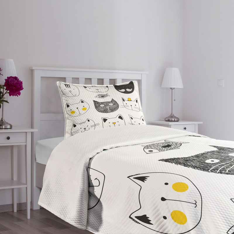 Cats with Fish Bedspread Set