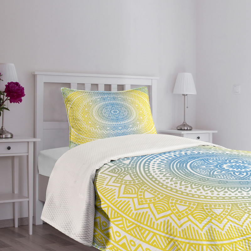 Blue Ombre Mandala Bedspread Set