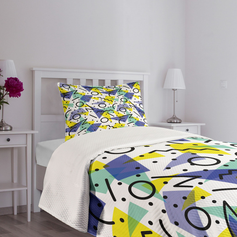 Geometric Retro Theme Bedspread Set