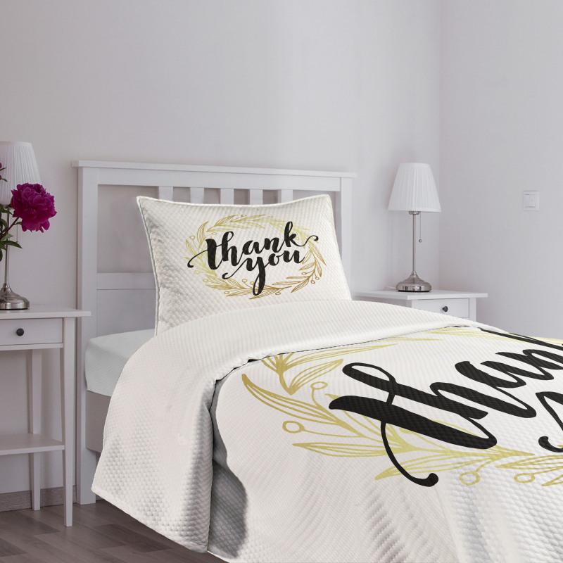 Thank You Words Leaves Bedspread Set