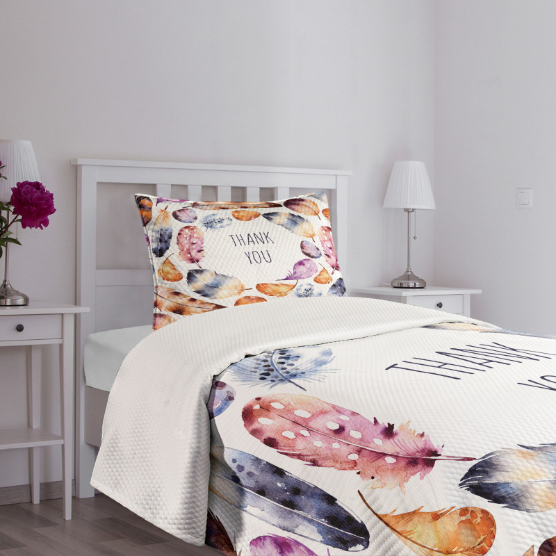 Bird Feathers Thank You Bedspread Set