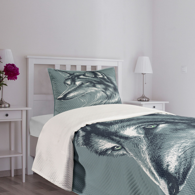 Wild Exotic Wolf Image Bedspread Set