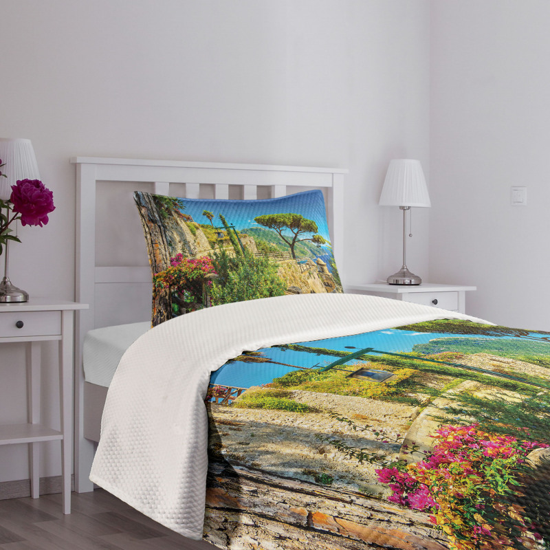 Village Trees Blossoms Bedspread Set