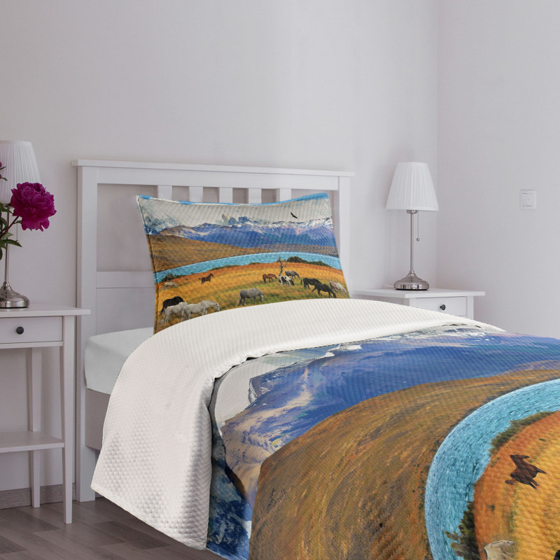 Farm Horse in Mountain Bedspread Set