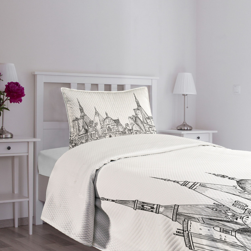 Sketchy Art Landmark Bedspread Set