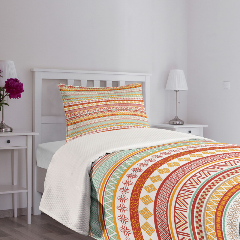 Striped with Art Bedspread Set