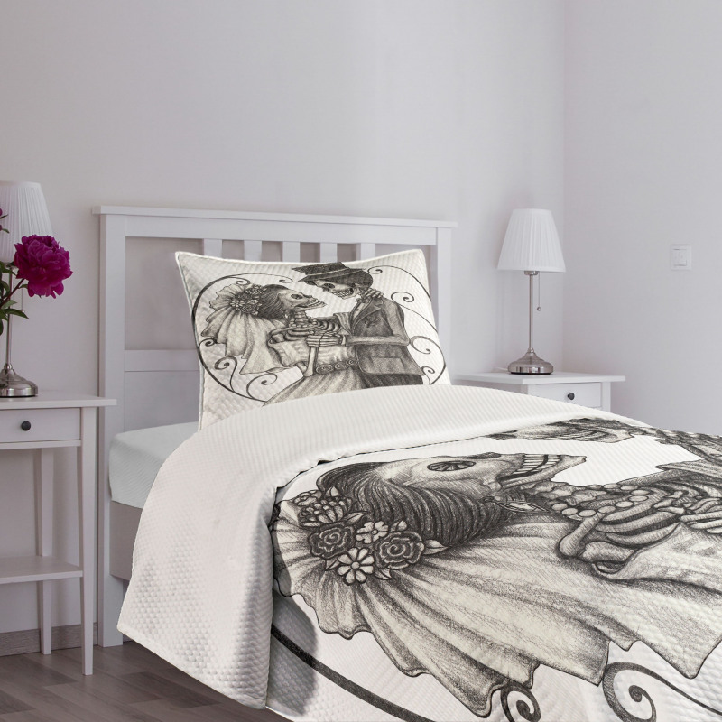 Skeleton Marriage Bedspread Set