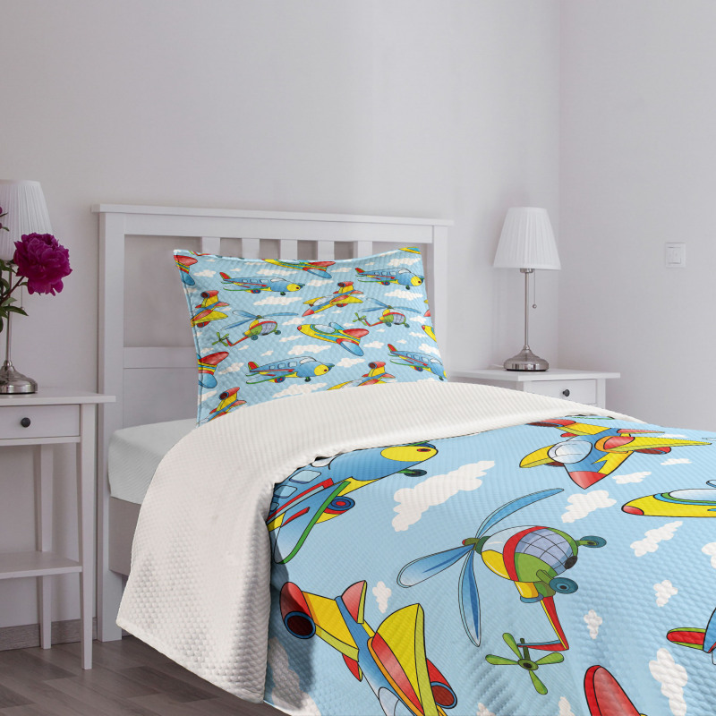 Planes and Helicopters Bedspread Set