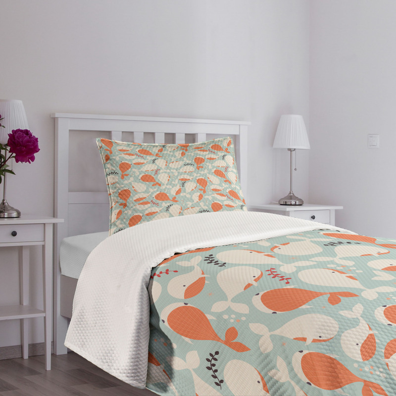 Ocean Animal Whales Bedspread Set