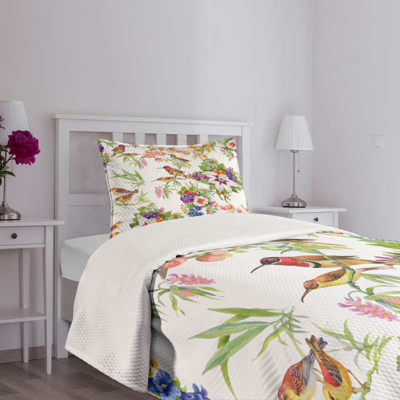 Exotic Spring Flowers Bedspread Set