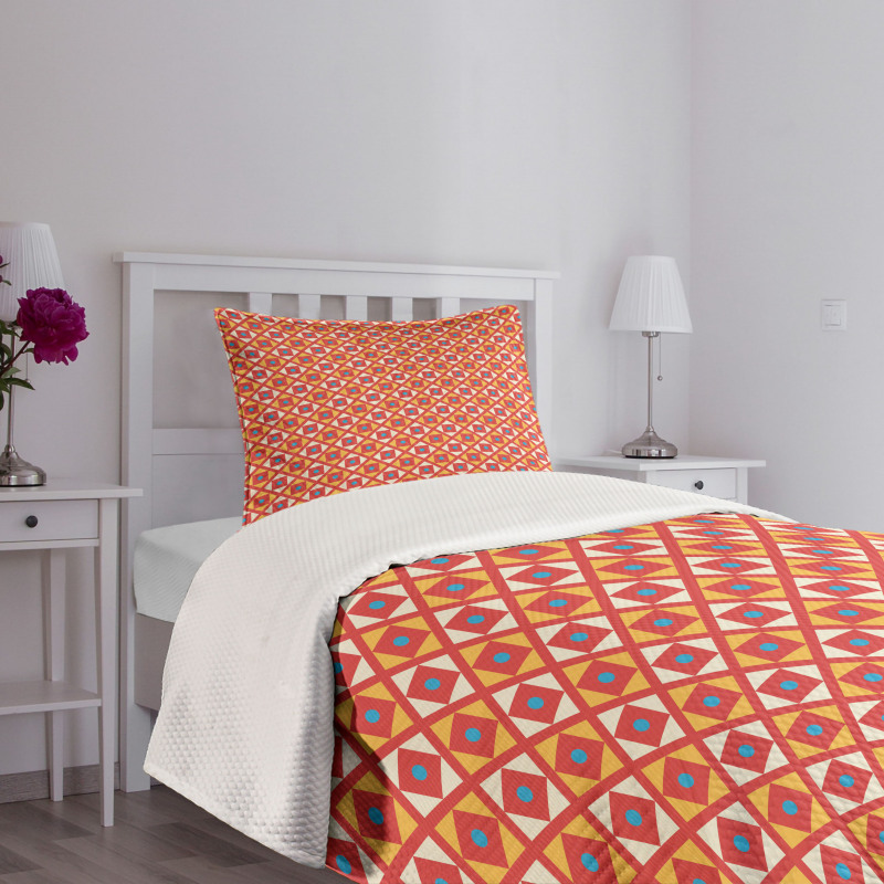 Dots Squares Checked Bedspread Set