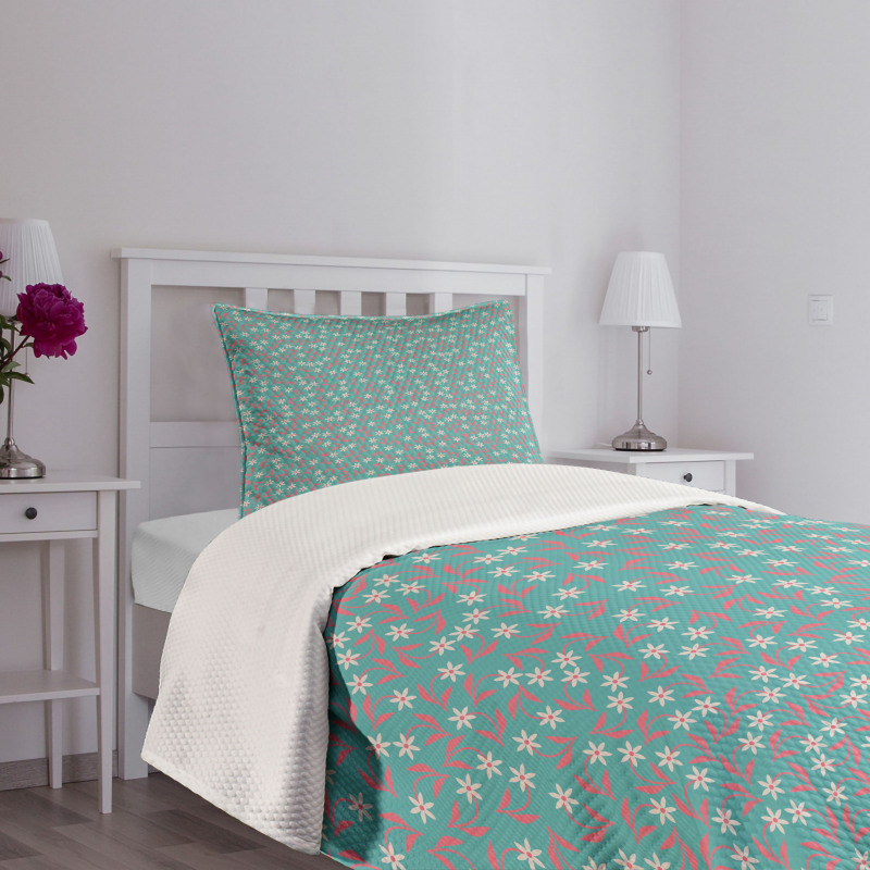 Daisies Pink Soft Branches Bedspread Set