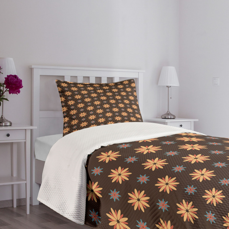 Summer Time Orange Flower Bedspread Set