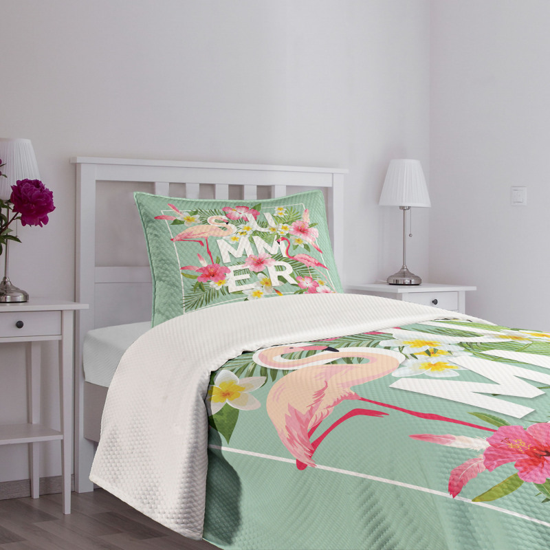 Tropical Retro Flowers Bedspread Set