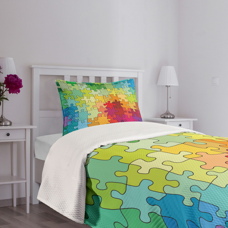 Colored Hobby Puzzle Bedspread Set