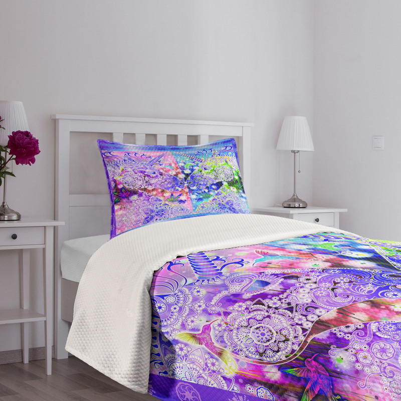 Myhtical Horses Floral Bedspread Set