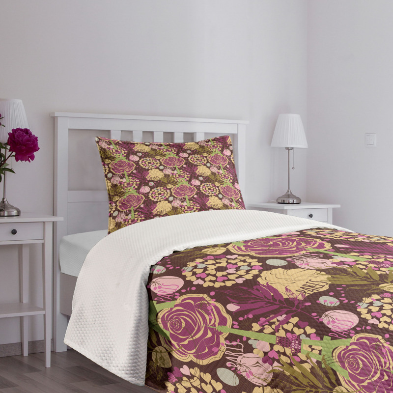 Plum French Eiffel Tower Bedspread Set