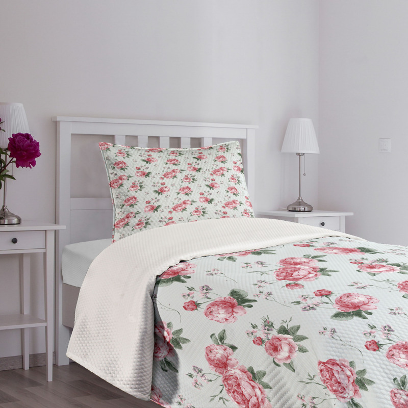 Spring Flowers Roses Bedspread Set