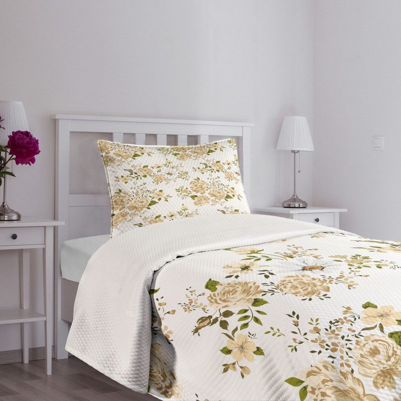 Floral Roses Vector Bedspread Set